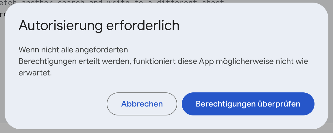 Warnhinweis von Google: "Autorisierung erforderlich"